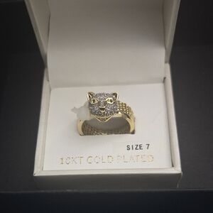 Gold Plated Cat Ring - Size 7